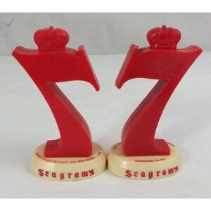 Vintage 1970s Seagram's 7 Red & White 3.5" Salt & Pepper Shakers